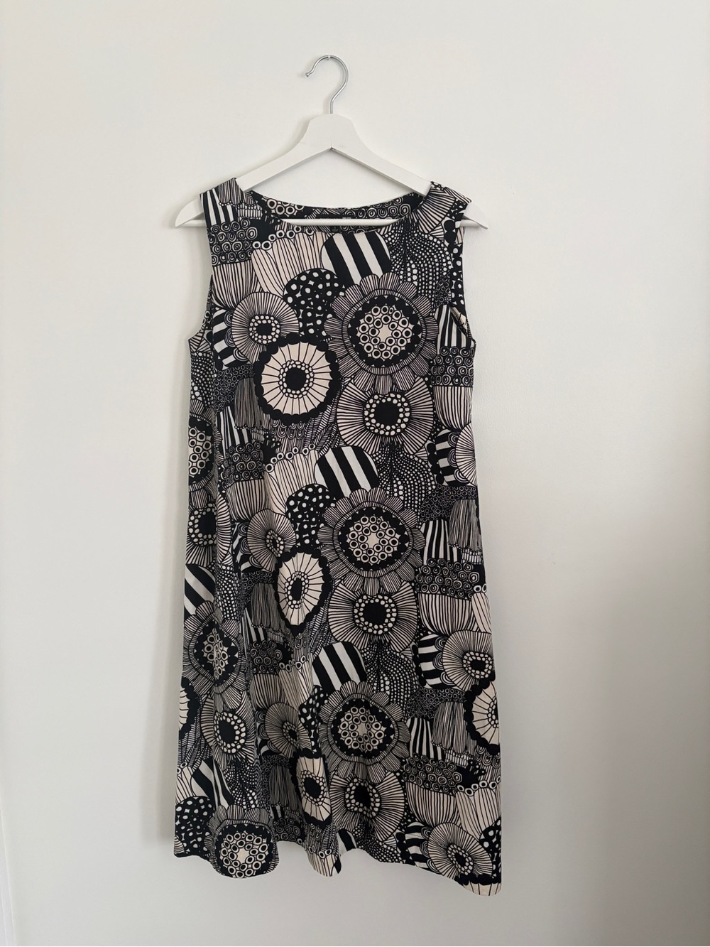 Marimekko x Uniqlo Black & White Floral Midi Dress